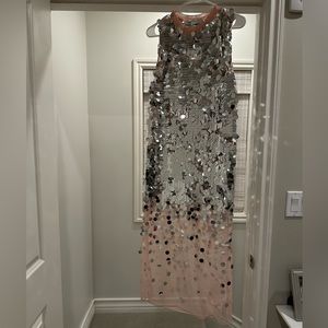 Zara blush pink knit dress with silver palettes sequins size small